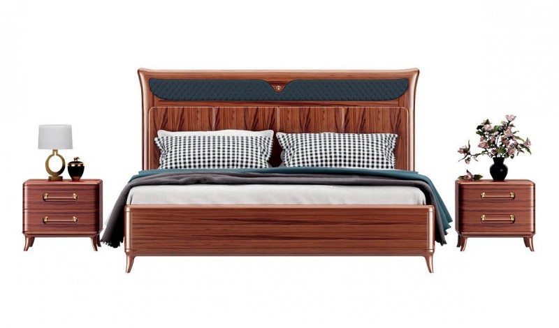 華夏國康卡迪婭輕奢極簡黃檀木家具：K2015大床