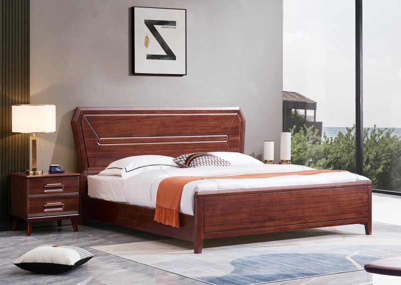 華夏國(guó)康卡迪婭輕奢極簡(jiǎn)黃檀木家具：K2002大床