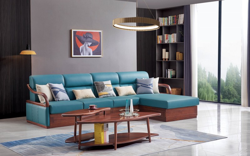 華夏國康卡迪婭輕奢極簡黃檀木家具：K013轉(zhuǎn)角沙發(fā)