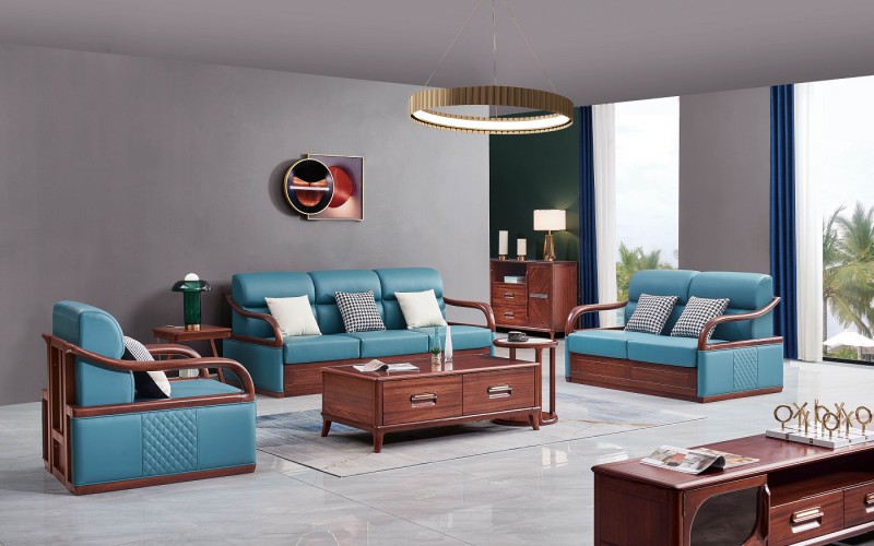 華夏國康卡迪婭輕奢極簡黃檀木家具：K013沙發