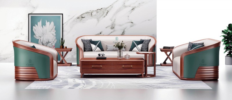 華夏國康卡迪婭輕奢極簡黃檀木家具：K015沙發(fā)