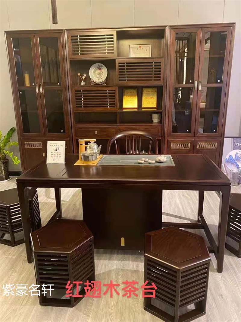 紫豪名軒家具“素章”新中式紅翅木家具展廳實拍