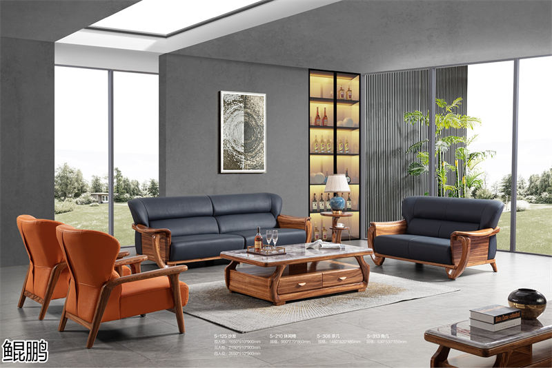 鯤鵬現代中式簡約輕奢風格大烏金木家具