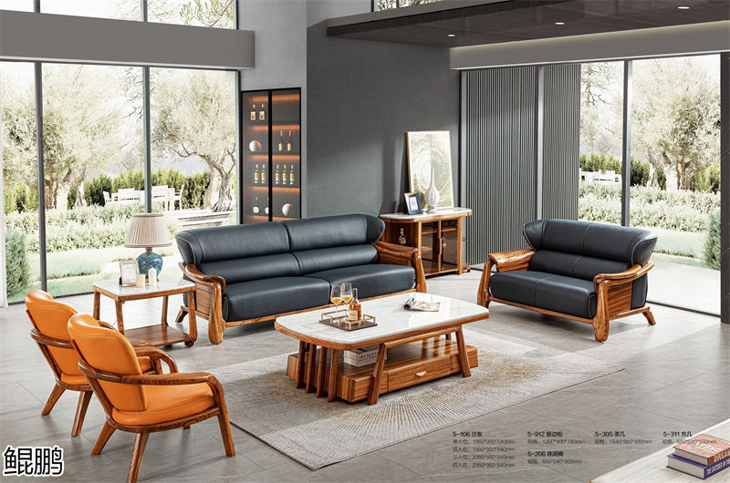 鯤鵬現代中式簡約輕奢風格大烏金木家具