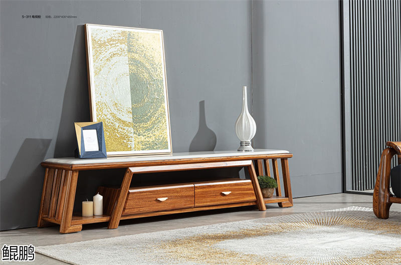 鯤鵬現代中式簡約輕奢風格大烏金木家具