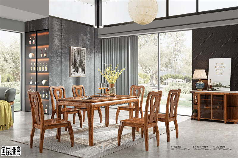 鯤鵬現代中式簡約輕奢風格大烏金木家具