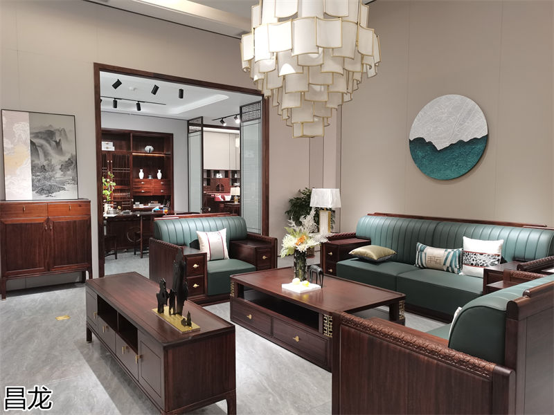 昌龍新中式烏金木整屋定制家具展廳實拍