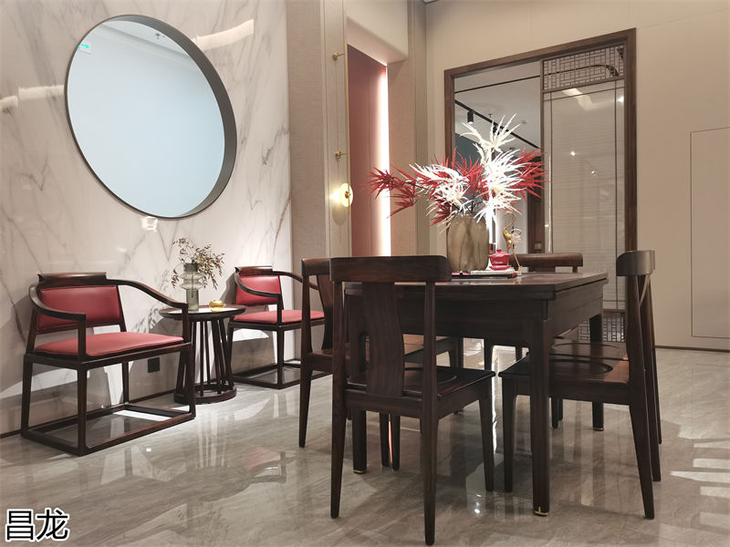 昌龍新中式烏金木整屋定制家具展廳實拍