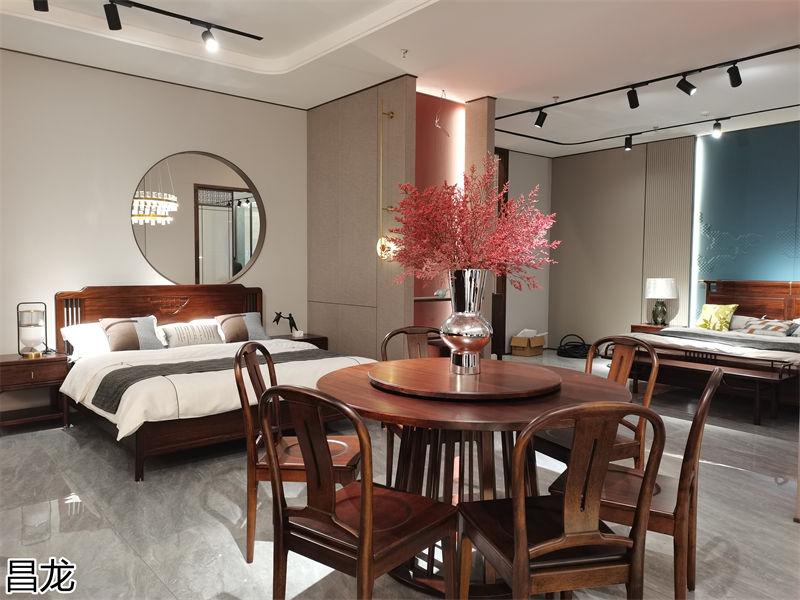 昌龍新中式烏金木整屋定制家具展廳實拍