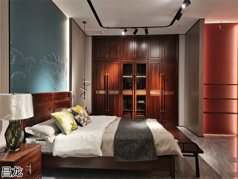 昌龍新中式烏金木整屋定制家具展廳實拍