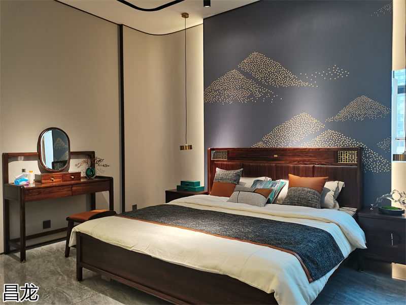 昌龍新中式烏金木整屋定制家具展廳實拍