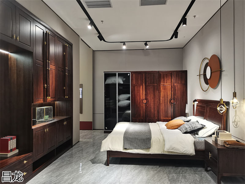 昌龍新中式烏金木整屋定制家具展廳實拍