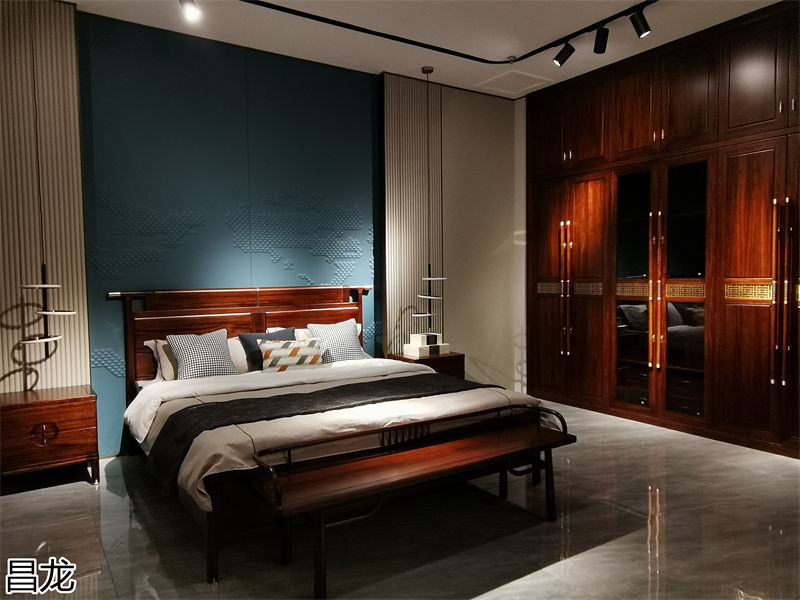 昌龍新中式烏金木整屋定制家具展廳實拍