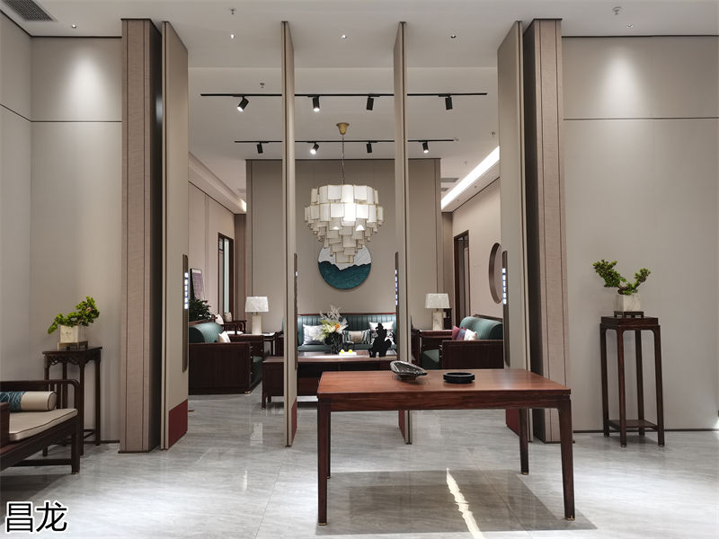昌龍新中式烏金木整屋定制家具展廳實拍