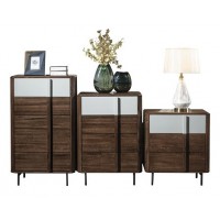 木來客現代輕奢極簡黑胡桃木家具：6G03#五斗柜、6G02#四斗柜、6G01#三斗柜