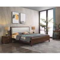 木來客現(xiàn)代輕奢極簡黑胡桃木家具：8A20#床