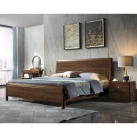 木來客現(xiàn)代輕奢極簡黑胡桃木家具：8A15#床