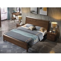 木來客現(xiàn)代輕奢極簡黑胡桃木家具：8A16#床