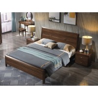 木來客現(xiàn)代輕奢極簡黑胡桃木家具：8A18#床