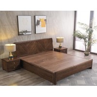 木來客現(xiàn)代輕奢極簡黑胡桃木家具：8A19#床