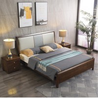 木來客現(xiàn)代輕奢極簡黑胡桃木家具：8A21#床