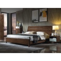 木來客現(xiàn)代輕奢極簡黑胡桃木家具：6A03#床