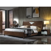 木來客現(xiàn)代輕奢極簡黑胡桃木家具：6A02#床