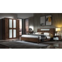 木來客現(xiàn)代輕奢極簡黑胡桃木家具：6A01#床