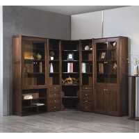 木來客現代輕奢極簡黑胡桃木家具：8F01#單門書柜、8F02#兩門書柜、8F03#雙門書柜、8F05#書柜轉角