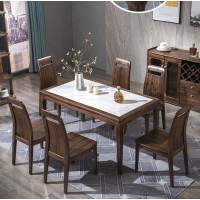 木來客現(xiàn)代輕奢極簡黑胡桃木家具：8T05#巖板西餐臺