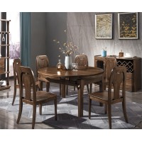 木來客現(xiàn)代輕奢極簡黑胡桃木家具：8T03#拉伸餐臺