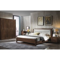 木來客現代輕奢極簡黑胡桃木家具：8A09#床