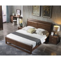 木來客現代輕奢極簡黑胡桃木家具：8A03#床