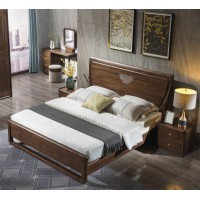 木來客現代輕奢極簡黑胡桃木家具：8A02#床