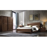 木來客現代輕奢極簡黑胡桃木家具：8A10#床