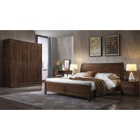 木來客現(xiàn)代輕奢極簡黑胡桃木家具：8A11#床