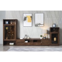 木來客現代輕奢極簡黑胡桃木家具：8K03#電視柜、8L02#雙門酒柜、8L05#單門酒柜