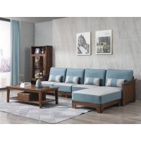 木來客現代輕奢極簡黑胡桃木家具：8W59#轉角沙發