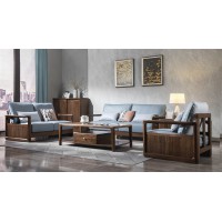 木來客現(xiàn)代輕奢極簡黑胡桃木家具：8W03#沙發(fā)