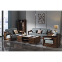 木來客現(xiàn)代輕奢極簡黑胡桃木家具：8W15#沙發(fā)