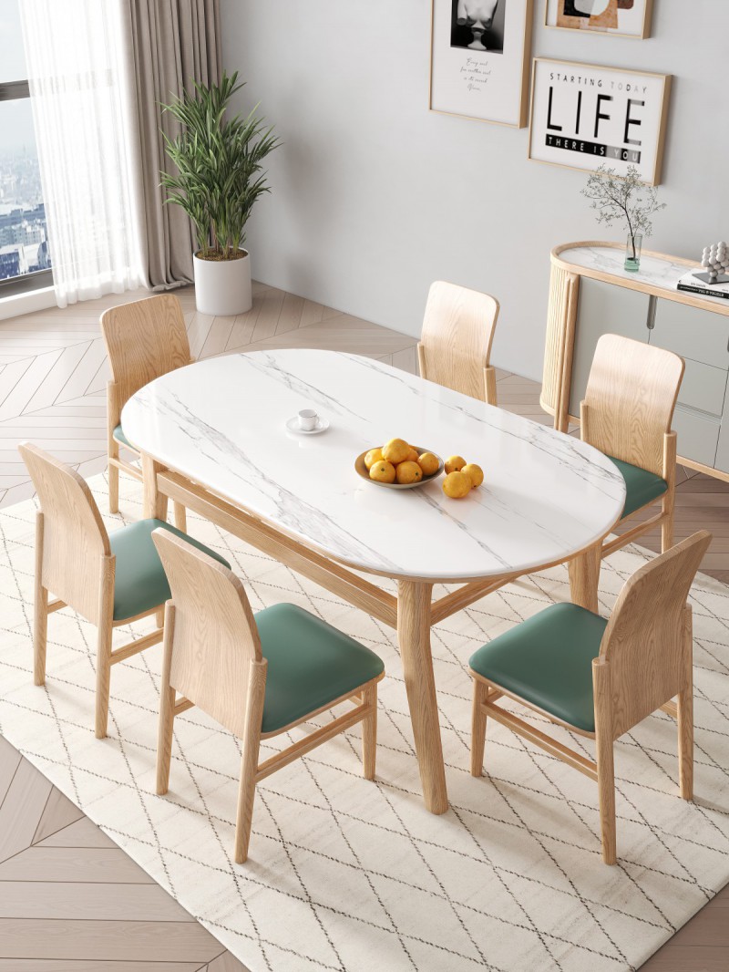 匠者白蠟木系列家具：JD-628長餐桌椅原木色