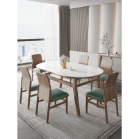 匠者白蠟木系列家具：JD-628長餐桌椅胡桃色