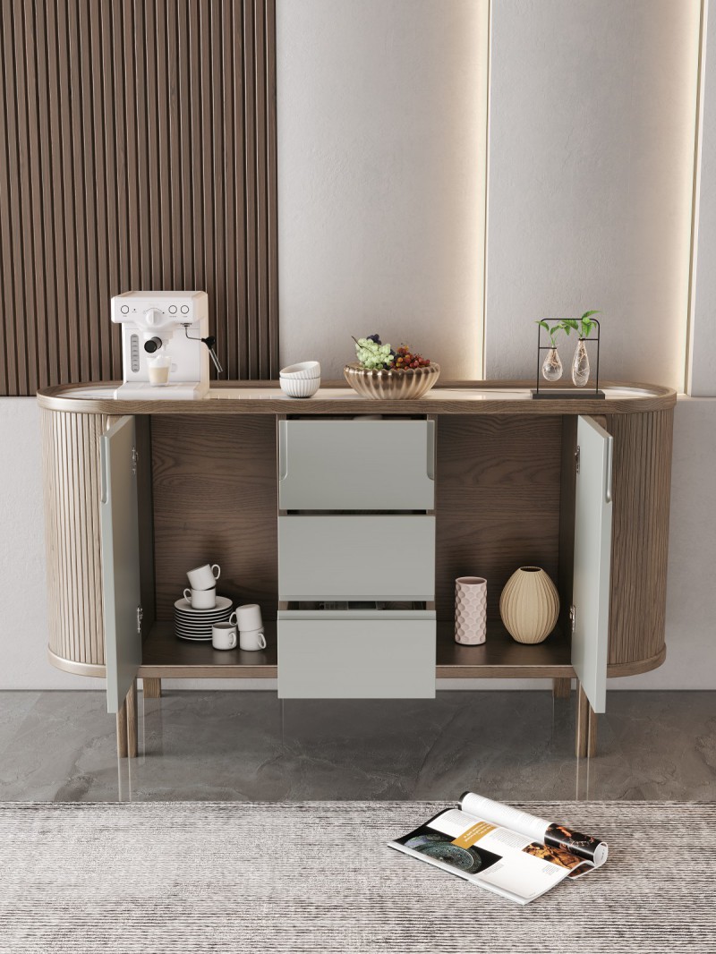 匠者白蠟木系列家具：JD-626餐邊柜胡桃色