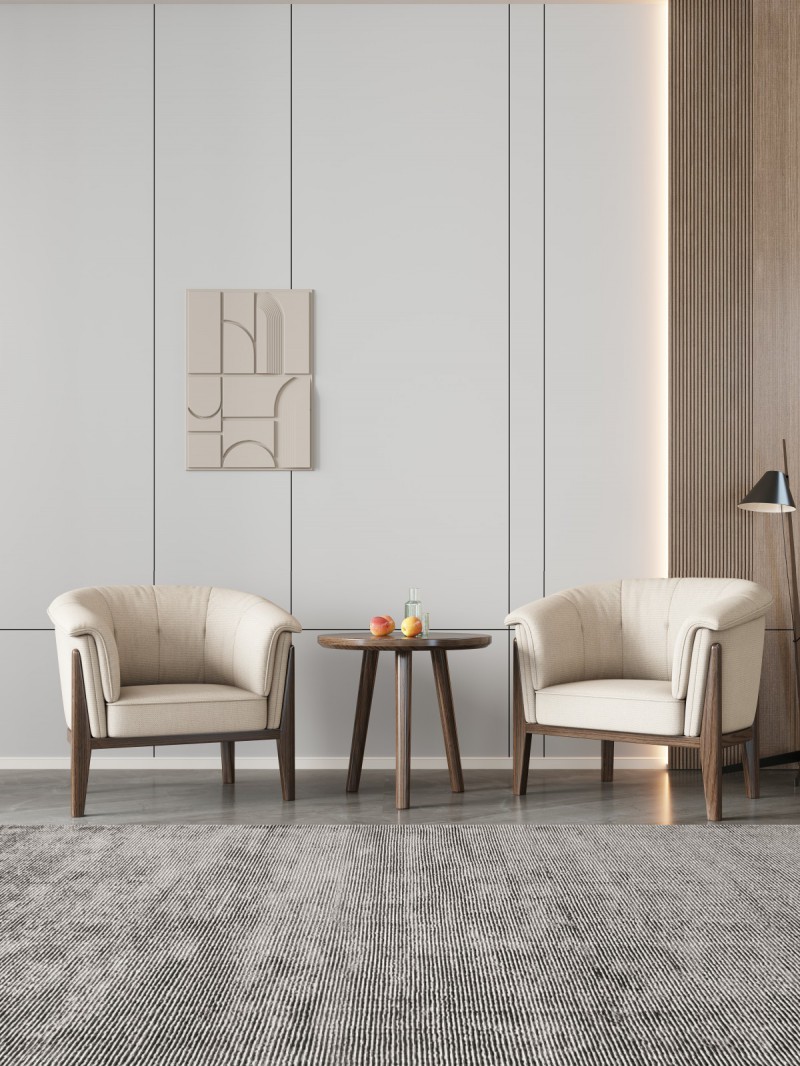 匠者白蠟木系列家具：JD-625休閑椅胡桃色