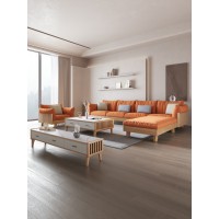 匠者白蠟木系列家具：JD-616沙發原木色4+踏