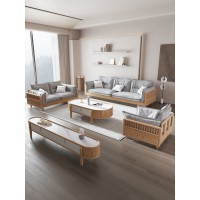 匠者白蠟木系列家具：JD-615沙發原木色1+2+3