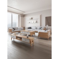 匠者白蠟木系列家具：JD-613沙發原木色1+2+3