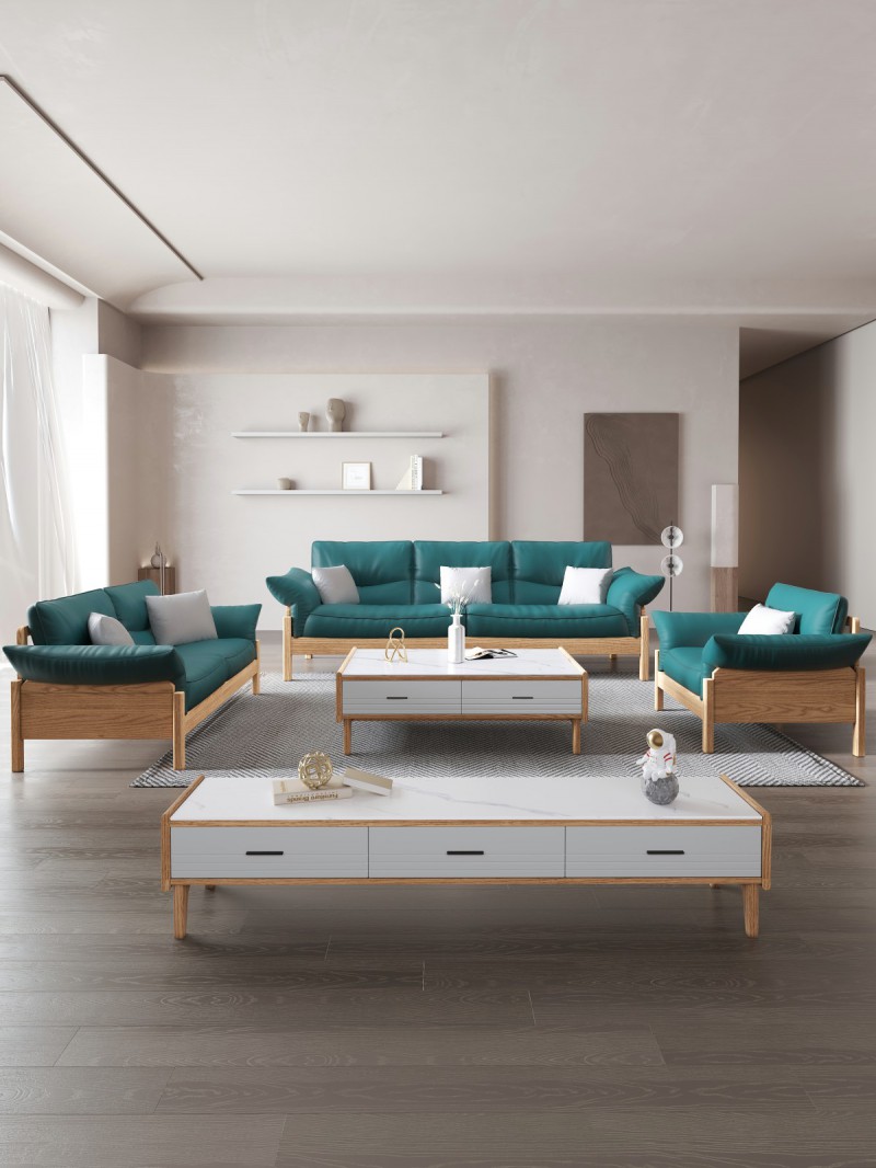 匠者白蠟木系列家具：JD-612沙發原木色1+2+3