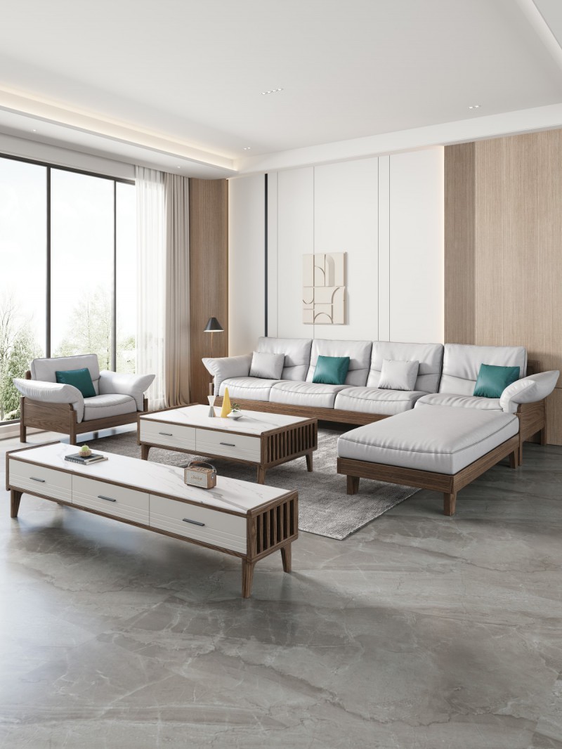 匠者白蠟木系列家具：JD-612沙發胡桃色4+踏