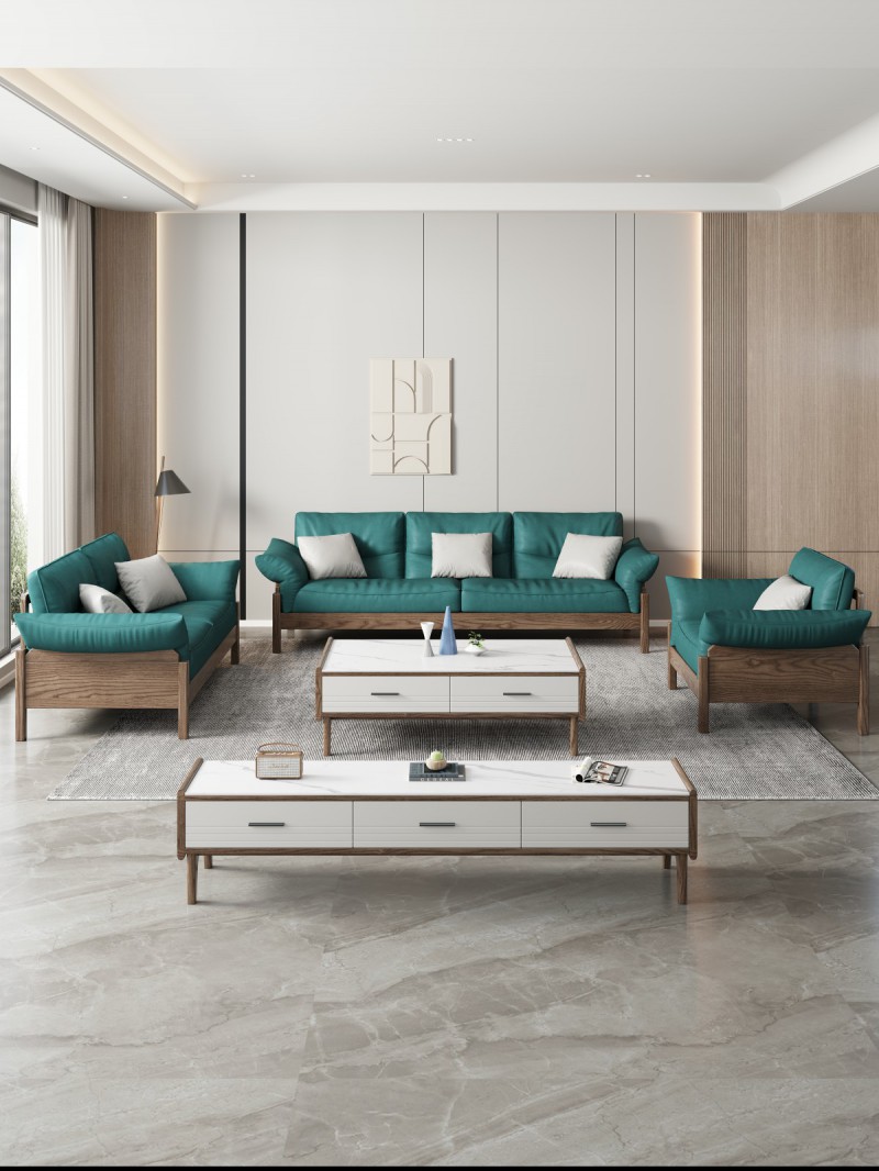 匠者白蠟木系列家具：JD-612沙發胡桃色1+2+3